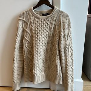 Polo Ralph Lauren Men’s Sweater Off-White Crew Neck Cable Knit Medium